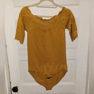 NWT Just Hart One gold boatneck bodysuit size 2x/3x